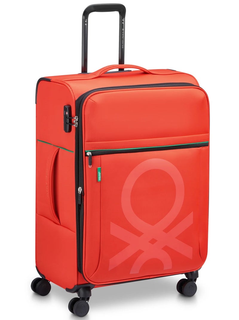 UNITED COLORS OF BENETTON Color Block 69 Cm 4-Double Wheeled Softside Expandable Check-In Luggage Trolley Case - Red - Image 2